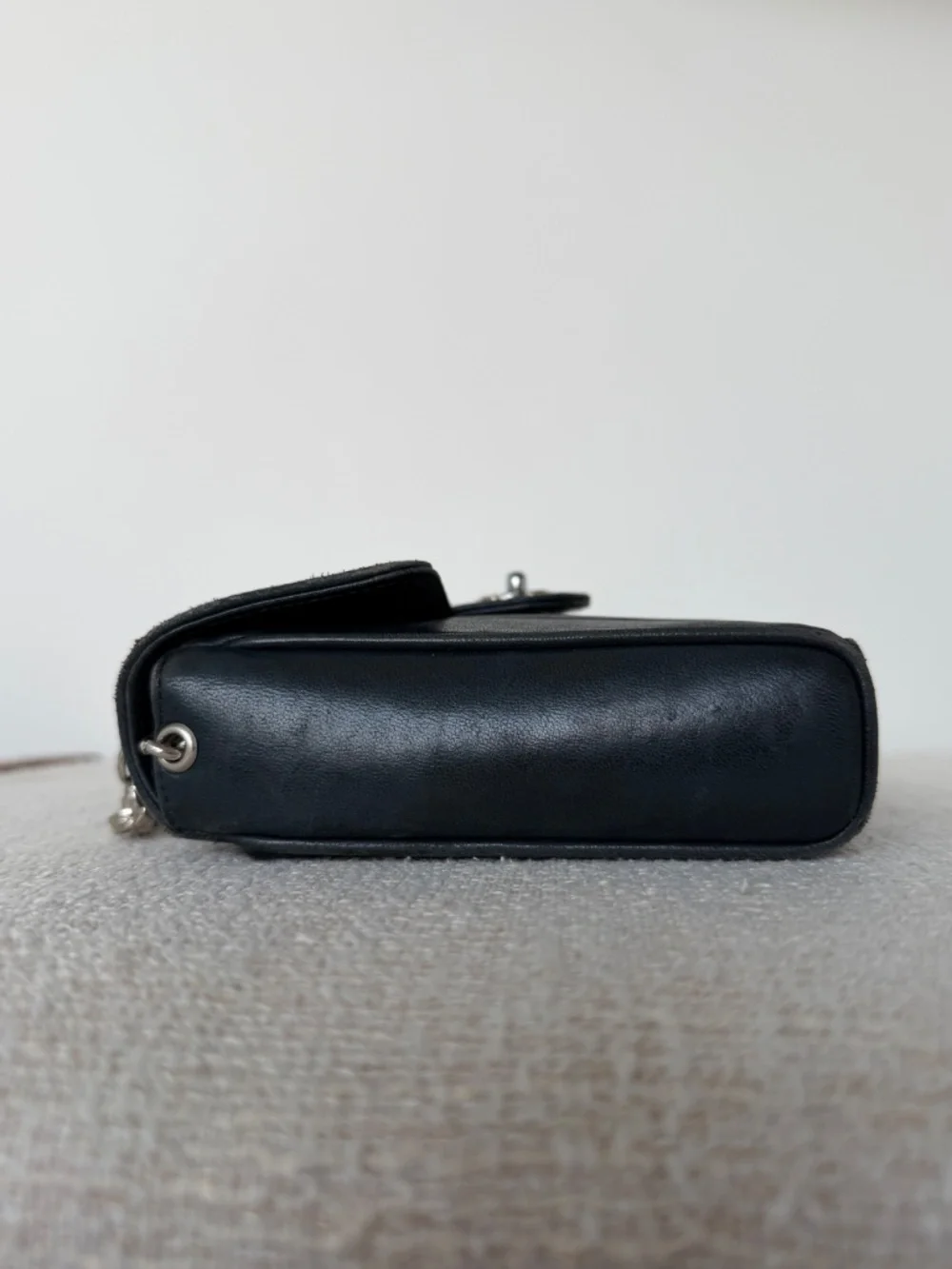 Chanel Mini Square Black Leather Crossbody Bag Vintage Rare